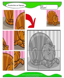 Puzzle Kes Yapıştır Çalışma Sayfaları